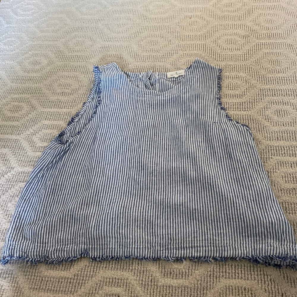 Blue and white striped top